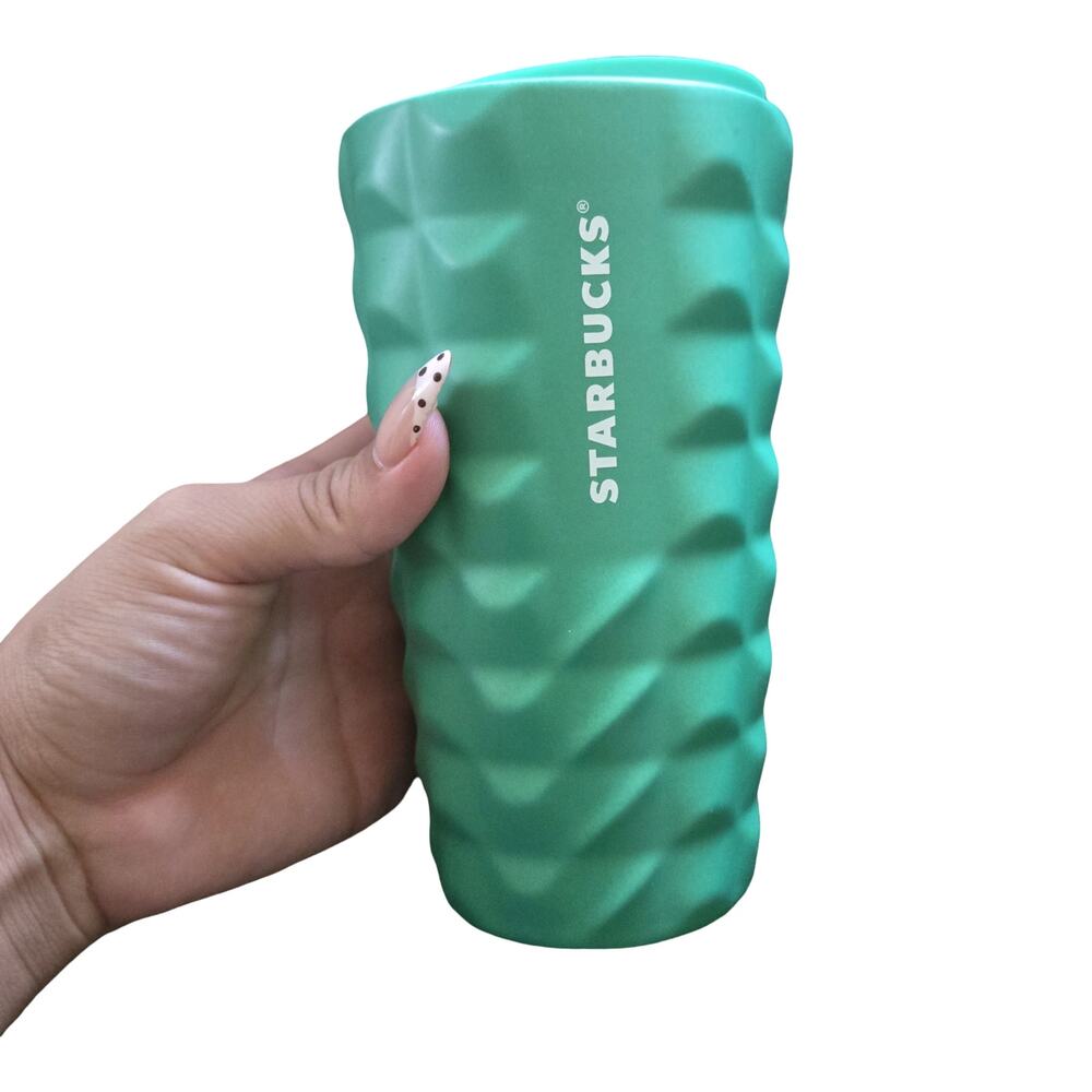 Starbucks Green Textured Ceramic Travel Tumbler